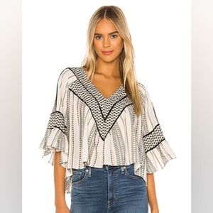 Free People boho flare sleeve cropped blouse